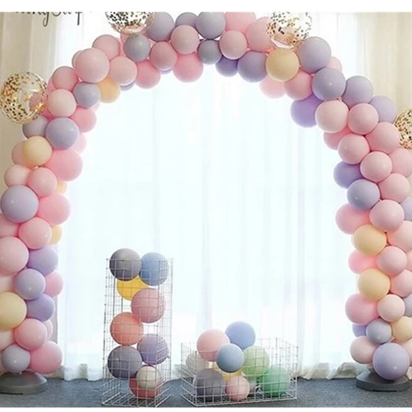 Makaron Balonlu Doğum Günü Kombini Balon Zinciri Seti Şeffaf Balonlu ürün görseli 1