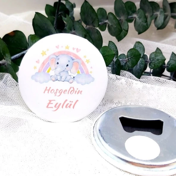 Gokkuşak Sevimli Fil Baskılı Kız Bebek Açacak Magnet Hediyelik(15 Adet) ürün görseli 1