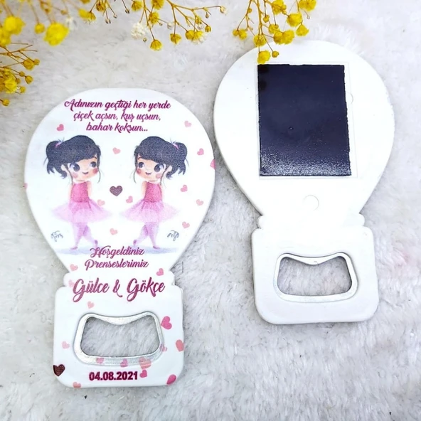 Abla Kardeş İkiz Kız Bebek Magnetler Balon Açacak Hdbl41(30 Adet) ürün görseli 1