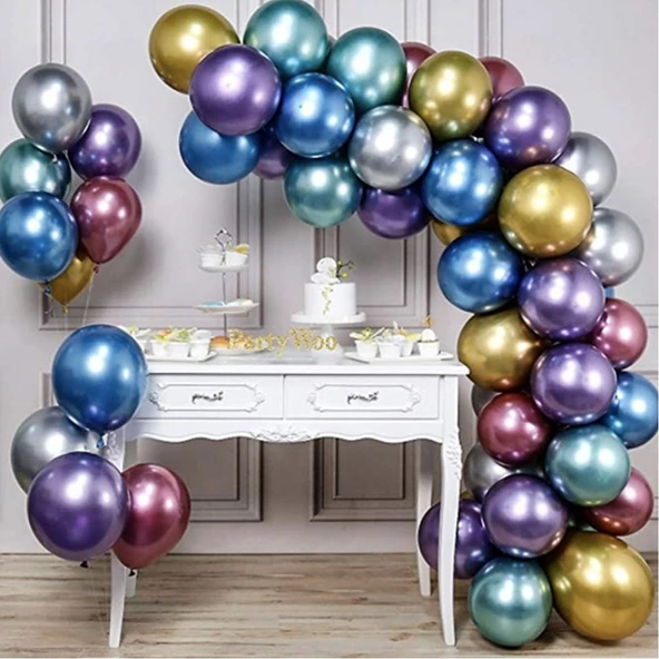 Karışık Krom Balonlu Zincir Balon Seti 52 Parça ürün görseli 1