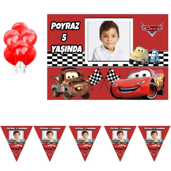 Şimşek Mcqueen Arabalar Resimli Cars Doğum Günü Süsleme Seti ürün görseli 1
