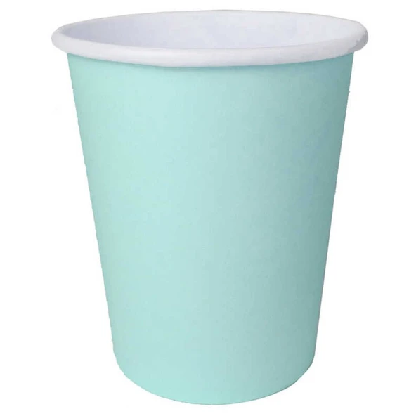 Bardak Karton Makaron Su Yeşili 8 Oz 8'lı ürün görseli 1