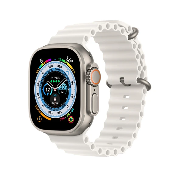 Winex Watch 8 Ultra Max Amoled Ekran Android İos HarmonyOs Uyumlu Üç Kordonlu Akıllı Saat Beyaz ürün görseli 1