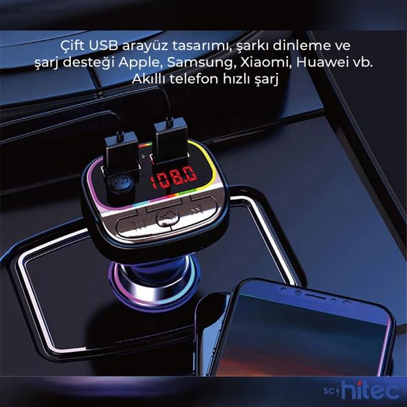 ScHitec C21 Fm Handsfree Bluetooth Modülatör Araç MP3 Player - Resim 3