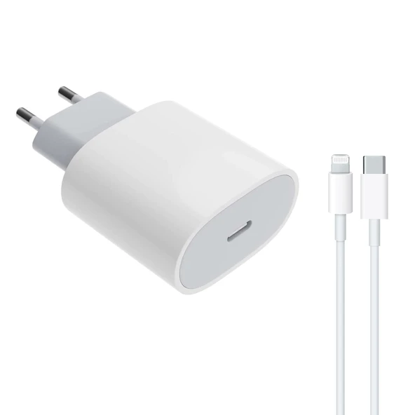 Winex PD20W Quick Charger Type­-C to Lightning Kablolu Şarj Aleti Set Beyaz ürün görseli 1