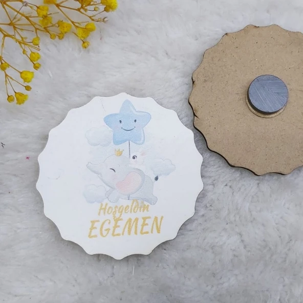 Ahşap Bebek Magnetleri Fil Baskılı(30 Adet) ürün görseli 1