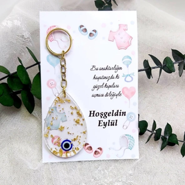 Damla Modeli Epoksi Anahtarlık Kağıt Üzeri Kız Bebek Şekeri(25 Adet) ürün görseli 1
