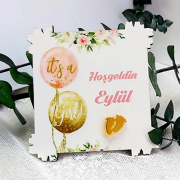 İt İs A Girl Çerçeve Ahşap Magnet Yenidoğan Hediyelik(25 Adet) ürün görseli 1