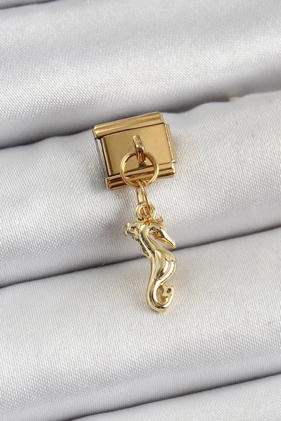 316L Çelik Sallantılı Deniz Atı Model Gold Renk Nomination Charm ürün görseli 1