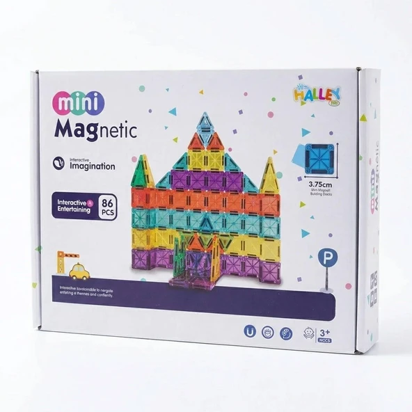 Magnet Mini Yapı Blok Seti 86 Parça - 3D Tasarım ve Eğitici STEM Seti - Resim 3
