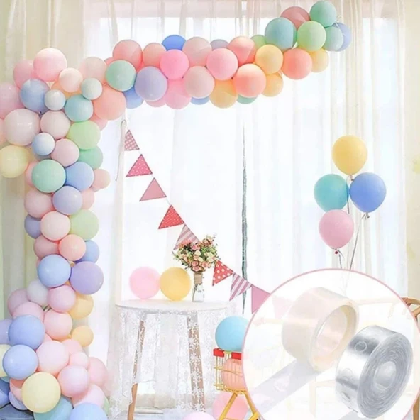 Makaron Karışık Balon 50 Adet. Ve Balon Zincir Aparatı 5 Mt ürün görseli 1