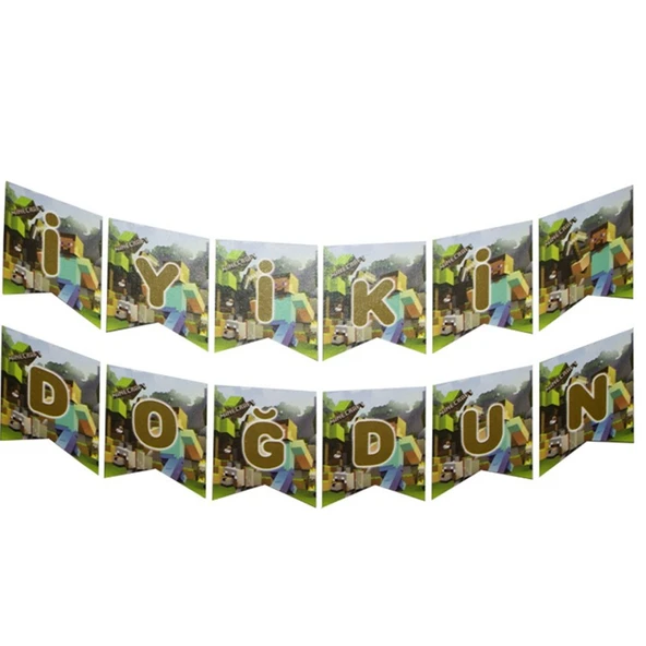 Minecraft İyi Ki Doğdun Flama Banner ürün görseli 1
