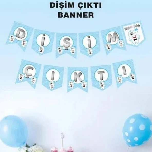 Dişim Çıktı Flama Bayrak Set Erkek Bebek Diş Partisi ürün görseli 1