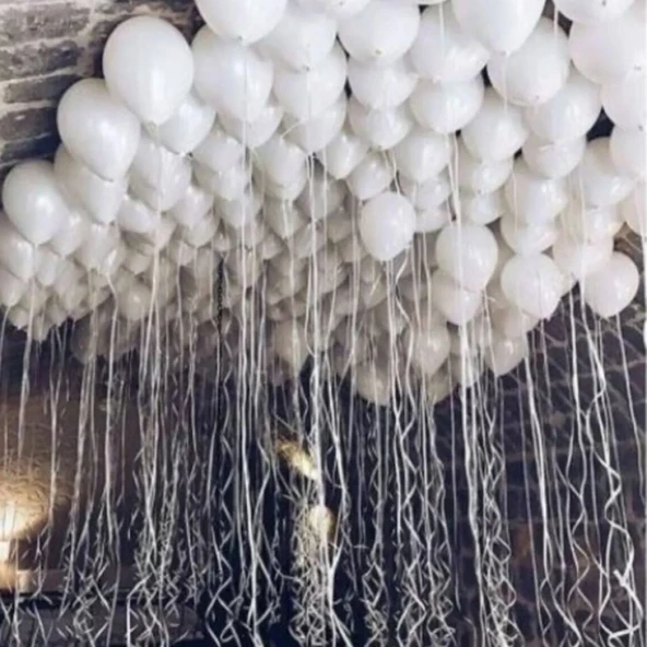50 Adet Beyaz Metalik Balon Helyum Gazı Uyumlu Parlak Balon Metalik Doğum Günü Süsü ürün görseli 1