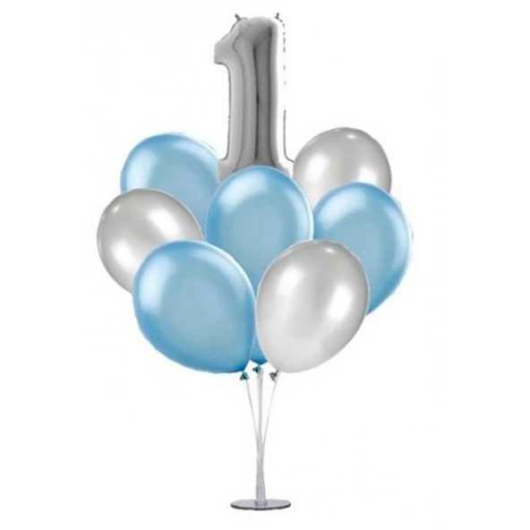 1 Yaş 7'li Balon Standı Ve 10 Adet Metalik Balon ürün görseli 1