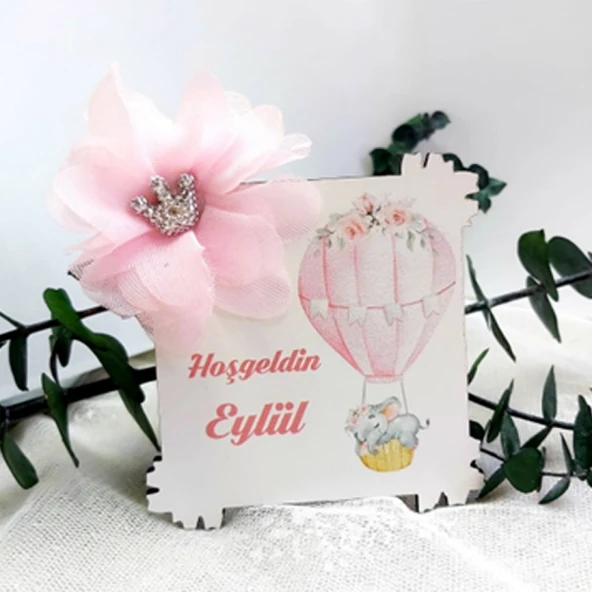 Balon Baskılı Çerçeve Ahşap Magnet Fiyonlu Yenidoğan Hediyelik(25 Adet) ürün görseli 1