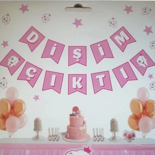 Dişim Çıktı Flama Bayrak Set Kız Bebek Diş Partisi ürün görseli 1