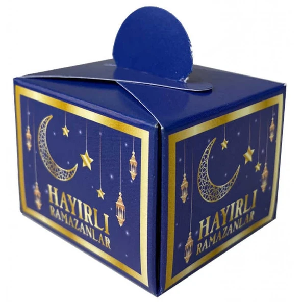 25 Adet Hayırlı Ramzanlar Lokumluk 4.5x5.5 cm Hayırlı Ramazanlar Baskılı Lacivert Konsept Dini ürün görseli 1