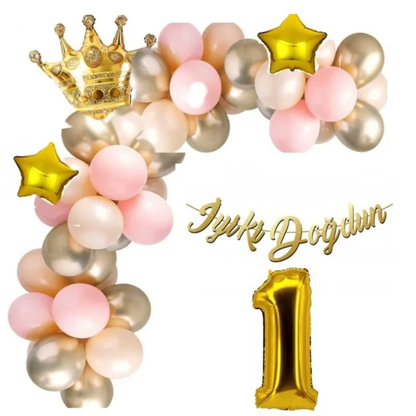 1 Yaş Lüks Doğum Günü Balon Seti ürün görseli 1