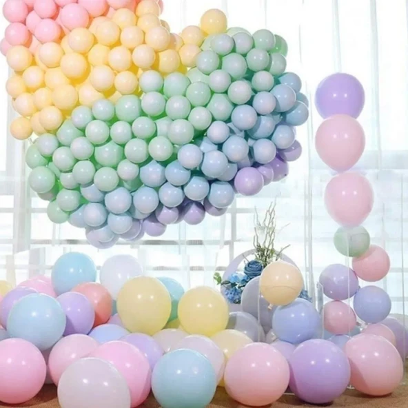 Makaron Karışık Balon 25 Adet ürün görseli 1
