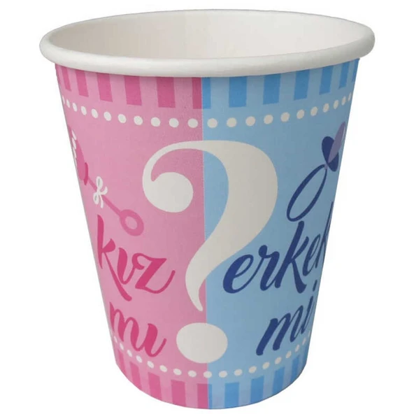 Bardak Karton Cinsiyet Belirleme 8 Oz 8'lı ürün görseli 1
