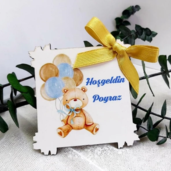 Çerçeve Ahşap Magnet Fiyonlu Erkek Bebek Yenidoğan Hediyelik(25 Adet) ürün görseli 1