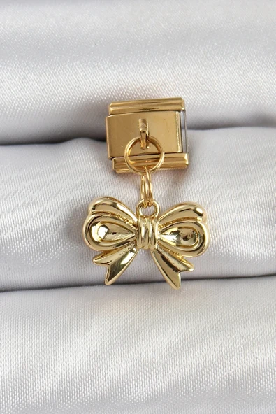 316L Çelik Sallantılı Fiyonk Model Gold Renk Nomination Charm ürün görseli 1