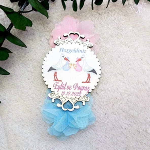 İkiz Bebek Ahşap Bebek Şekeri Magnet(30 Adet) ürün görseli 1