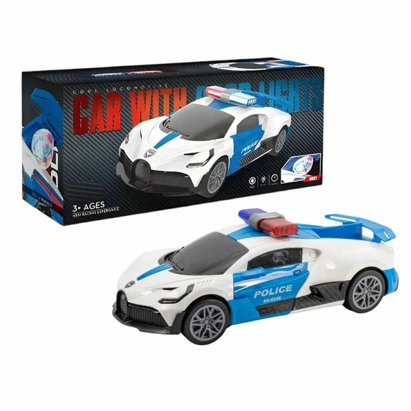 24 cm Bugatti Polis Arabası - Otomatik Kapı Açılan Işıklı Müzikli Oyuncak ürün görseli 1