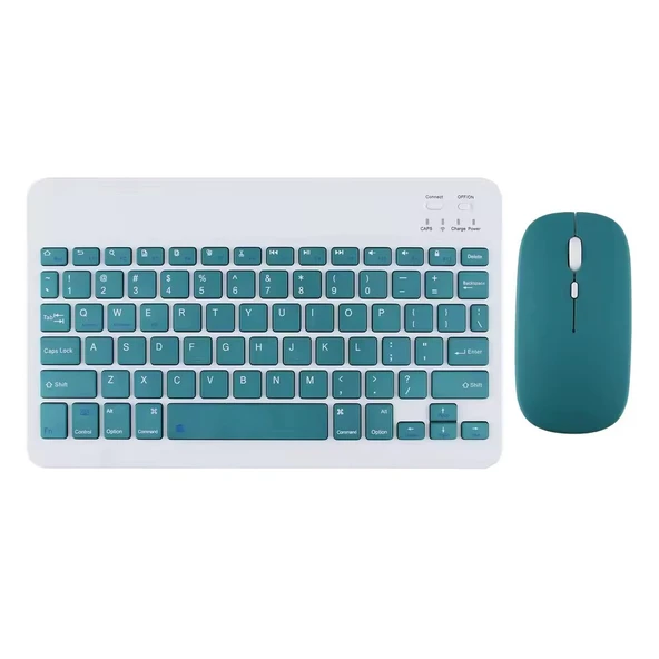 ScHitec Bluetooth Klavye + 2,4 Ghz+Bluetooth Mouse Seti Type-C Şarjlı Yeşil ürün görseli 1