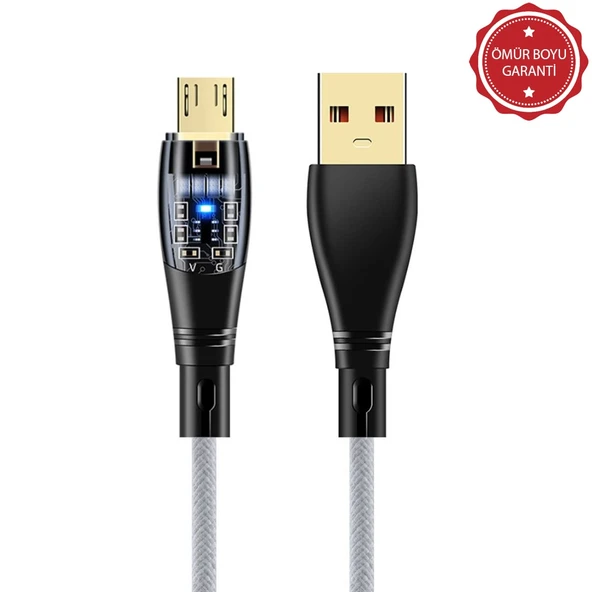 ScHitec 6A 120W UsbA to Micro 1Metre Hızlı Data ve Şarj Kablosu Beyaz YK232B ürün görseli 1