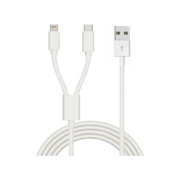 ScHitec 2in1 5A 120W UsbA to Type-C ve Lightning Hızlı Data ve Şarj Kablosu 120cm SX21C ürün görseli 1