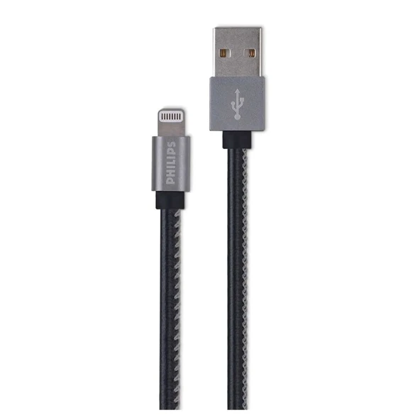 Philips Apple MFI Lisanslı UsbA to Lightning Deri Kaplama 1.2Metre Hızlı Data ve Şarj Kablosu DLC2508B ürün görseli 1