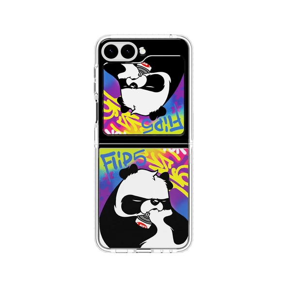 Samsung Galaxy Z Flip 5 Dinamik Tasarım Şeffaf Kılıf - Angry Panda Kart Hediyeli (Samsung Türkiye Garantili) ürün görseli 1