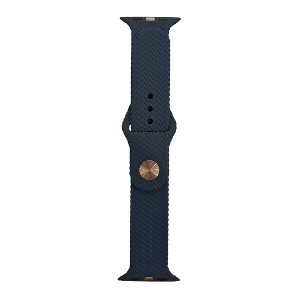 ScHitec 42-49mm Yeni Nesil Apple Uyumlu Hasır Görünümlü Akıllı Saat Kordonu Silikon Lacivert ürün görseli 1