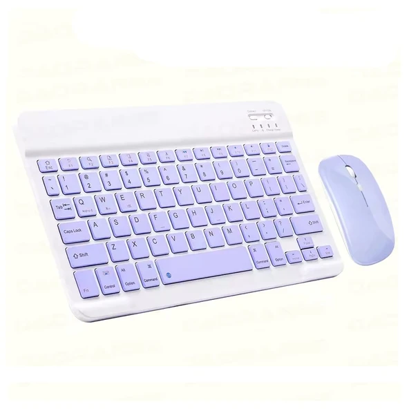 ScHitec Bluetooth Klavye + 2,4 Ghz+Bluetooth Mouse Seti Type-C Şarjlı Mor ürün görseli 1