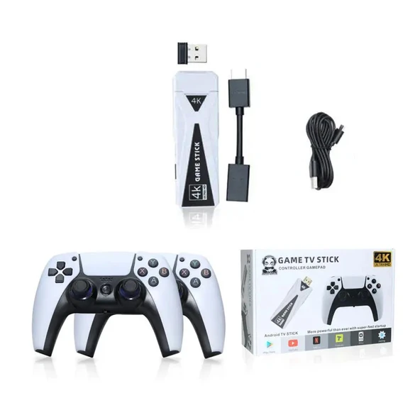Winex 4K Android TV Stick ve Retro Game Konsol 10000 Atari Makinası Oyunlu 64GB Beyaz ürün görseli 1