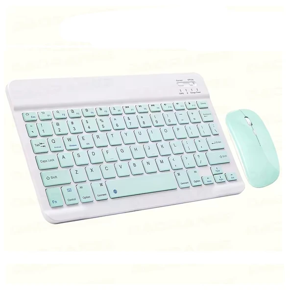 ScHitec Bluetooth Klavye + 2,4 Ghz+Bluetooth Mouse Seti Type-C Şarjlı Açık Yeşil ürün görseli 1