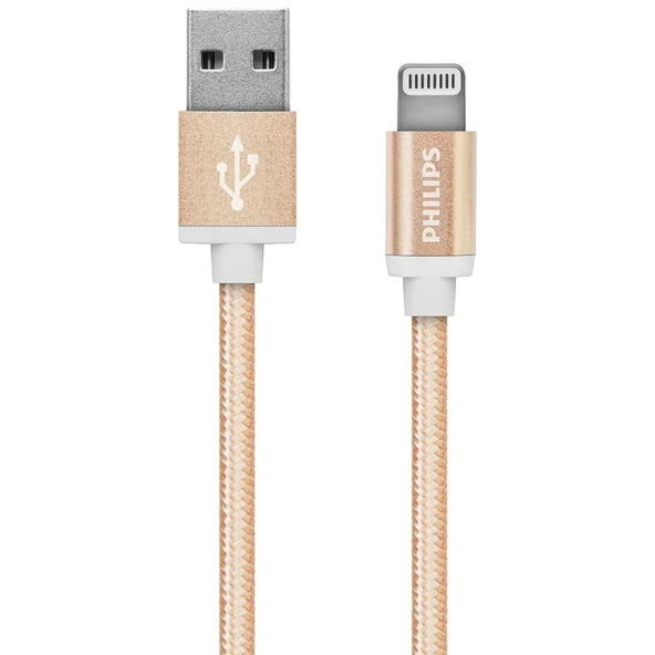 Philips Apple MFI Lisanslı UsbA to Lightning 1.2Metre Hızlı Data ve Şarj Kablosu Goldrose DLC2508G/97 ürün görseli 1
