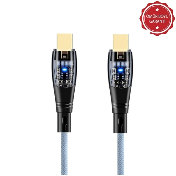 ScHitec 6A 60W Type-C to Type-C 1Metre Hızlı Data ve Şarj Kablosu Mavi YK250M ürün görseli 1