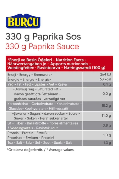 Burcu Paprika Sos 330 gr - Resim 2