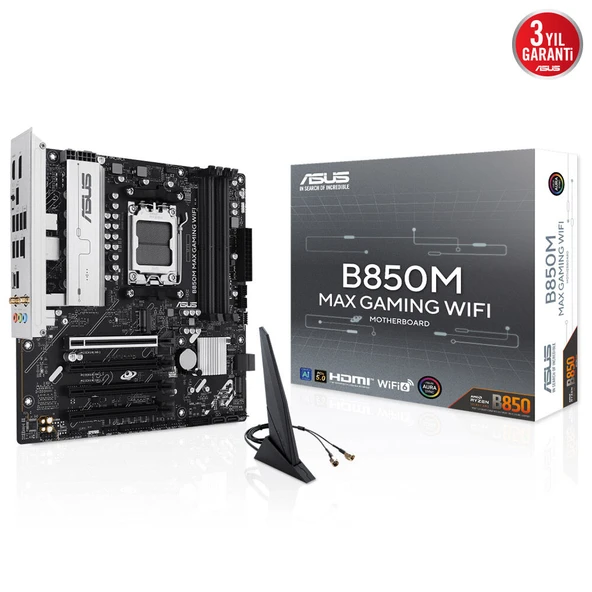 ASUS B850 MAX GAMING WIFI6E DDR5 HDMI-DP PCIE 5.0 AM5 ATX ürün görseli 1