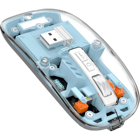 ScHitec M377 Ultra Sessiz 3 Bağlantı Modlu 2xBluetooth Kablosuz Bağlantı + 2.4Gh Gaming Type-C Şarjlı Mouse Mavi ürün görseli 1