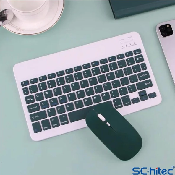 ScHitec Bluetooth Klavye + 2,4 Ghz+Bluetooth Mouse Seti Type-C Şarjlı Mor - Resim 4