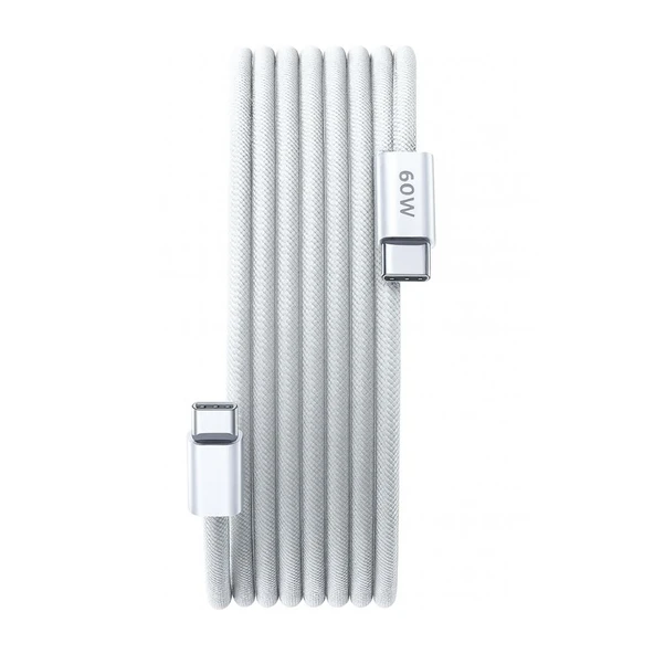 ScHitec 6A 60W Apple İphone 15 ve Üzeri Uyumlu Type-C to Type-C Örgülü Hızlı Data ve Şarj Kablosu Beyaz K291 ürün görseli 1