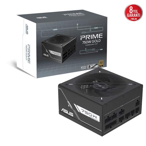 ASUS PRIME-750G GOLD PSU FULL MODÜLER 80 PLUS GOLD ATX 3.1 PCIE 5.1 12V-2X6 KABLO ÇİFT BİLYALI FAN 8 YIL GARANTİ ürün görseli 1