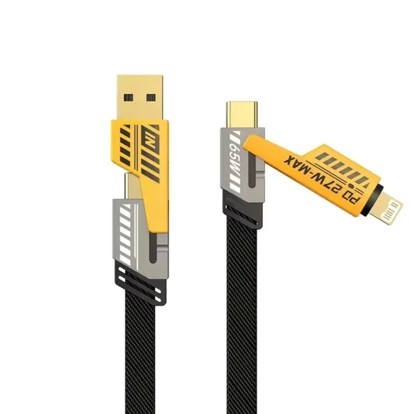 ScHitec 4in1 65W/PD27W UsbA to Lightining-Type-C/Type-C to Lightining-Type-C Turbo Şarj ve Data Kablosu ürün görseli 1