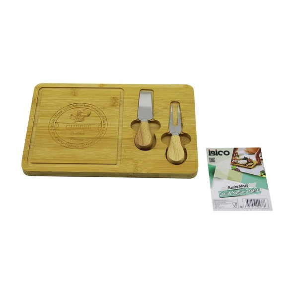 BIÇAK SAĞ AHŞAP BAMBU KAHVALTI PEYNİR SUNUM PANO 2PEYNİR BIÇAK=AHŞAP SAPLI19X29X1.5CM (5224) ürün görseli 1