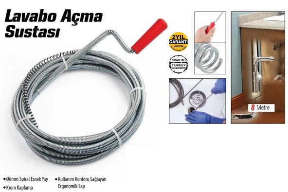 Lavabo Ve Gider Boruları Açacağı - Lavabo Açma Sustası - 8Metre (5224) ürün görseli 1