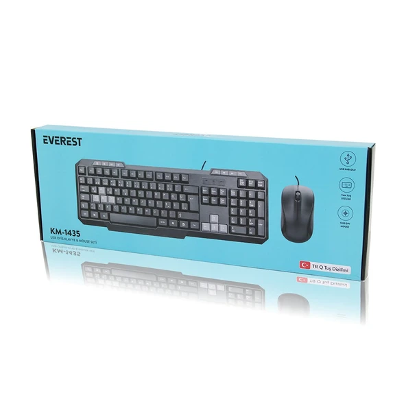 USB KABLOLU KLAVYE - MOUSE SET Q KLAVYE 1200DPI MOUSE KM-1435 (5224) ürün görseli 1
